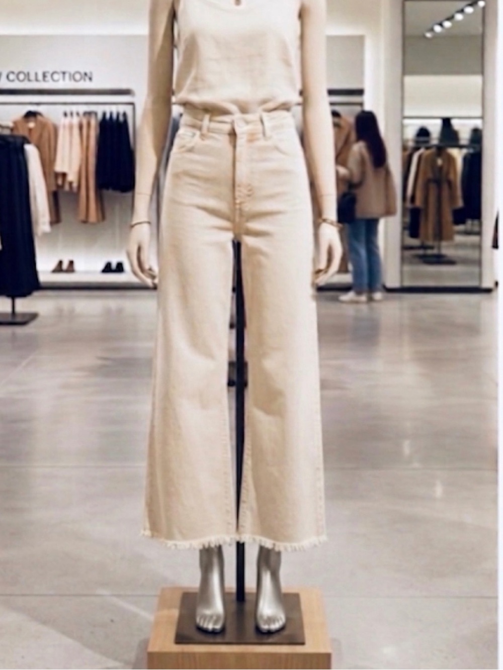 Zara High-Waist Wide-Leg Jeans - Cream